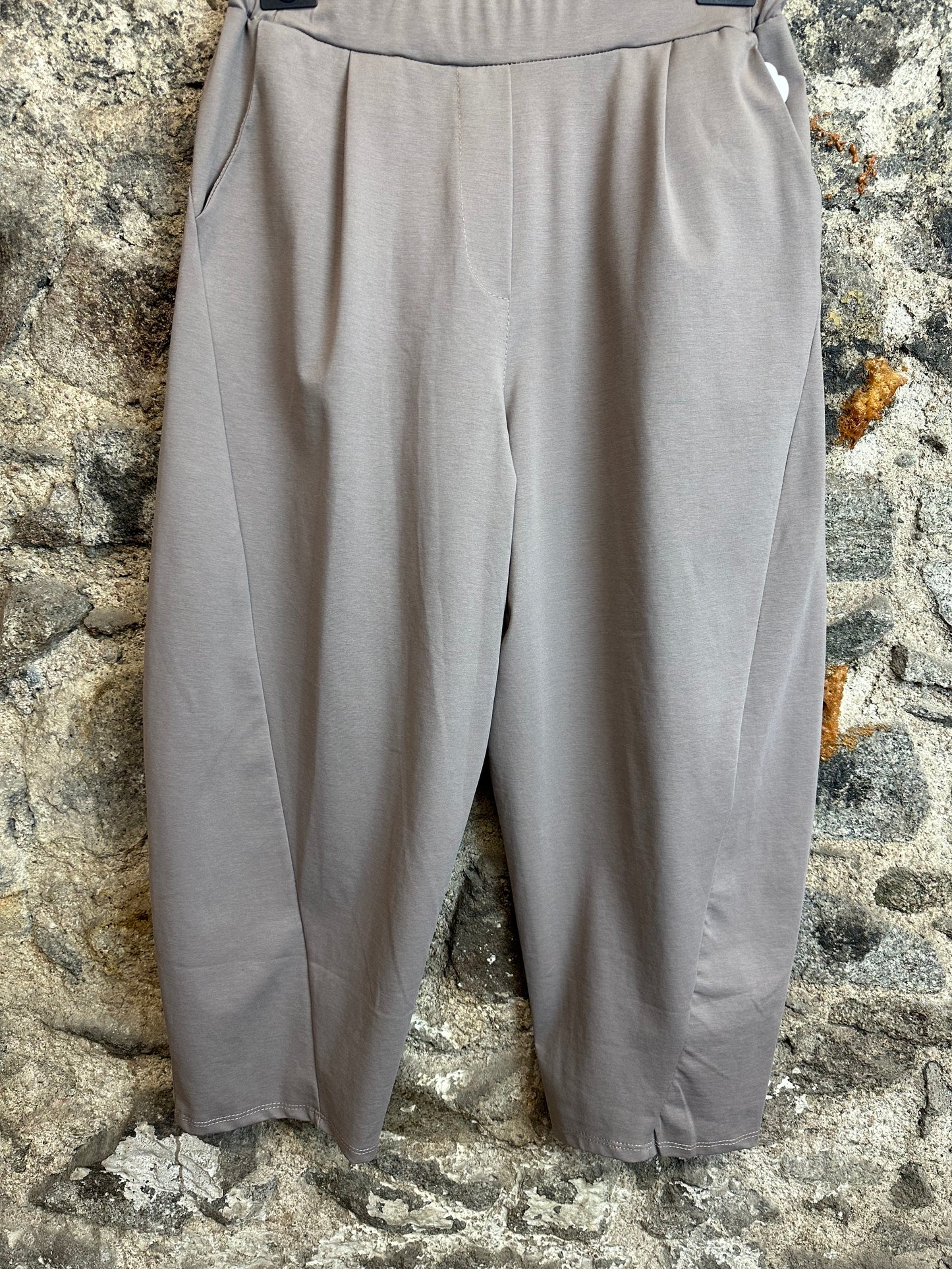 “Lottie “ mocha Italian barrel leg cocoon trouser