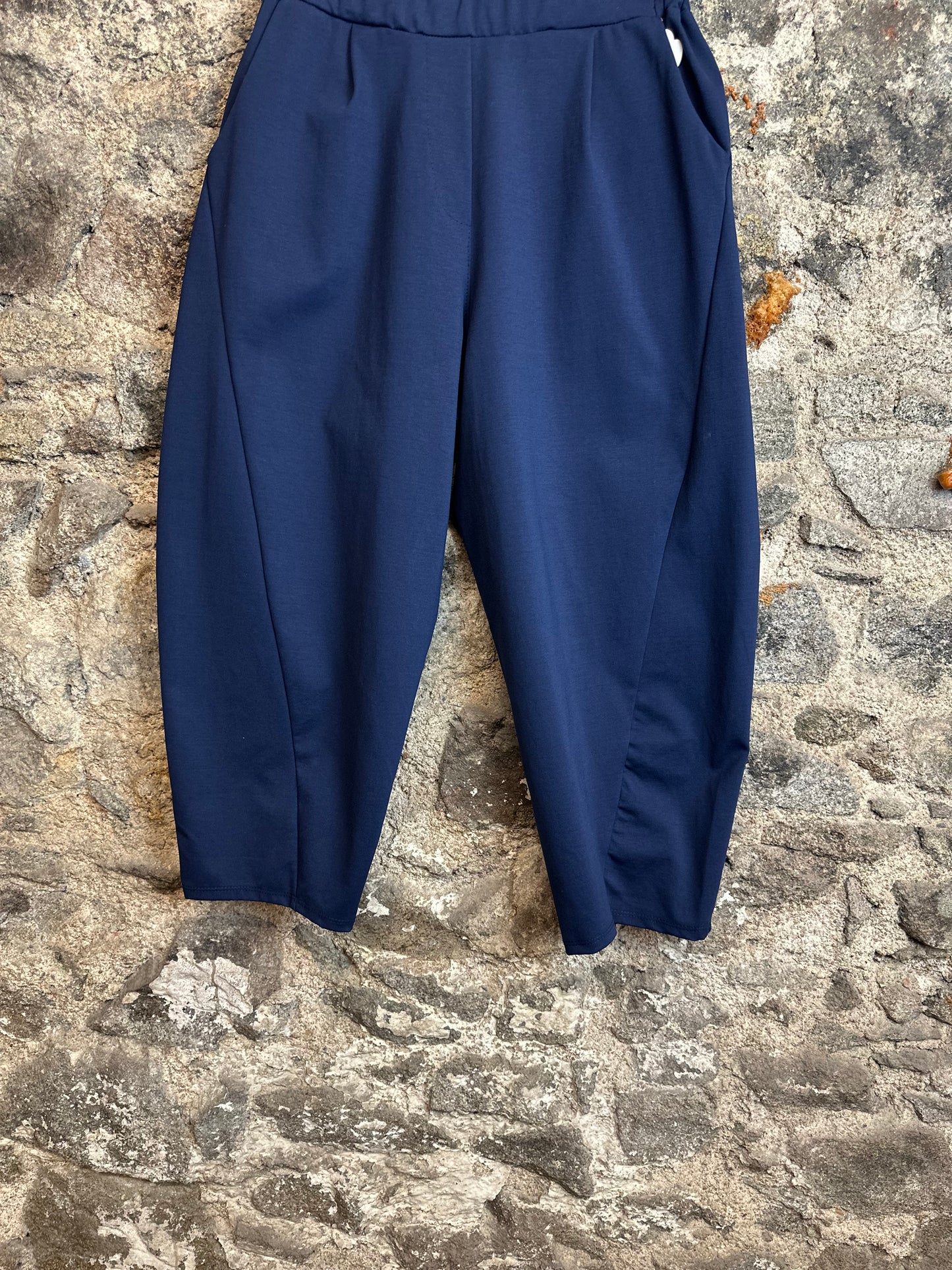 “Lottie “ indigo navy Italian barrel leg cocoon trouser