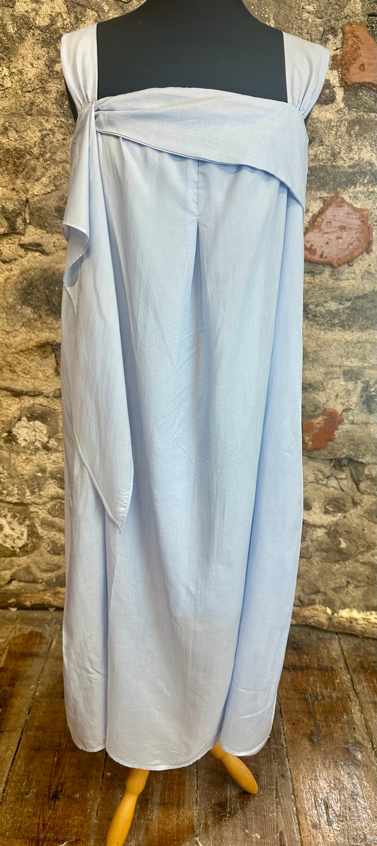 “Marguerite”powder blue Italian cotton lined dress