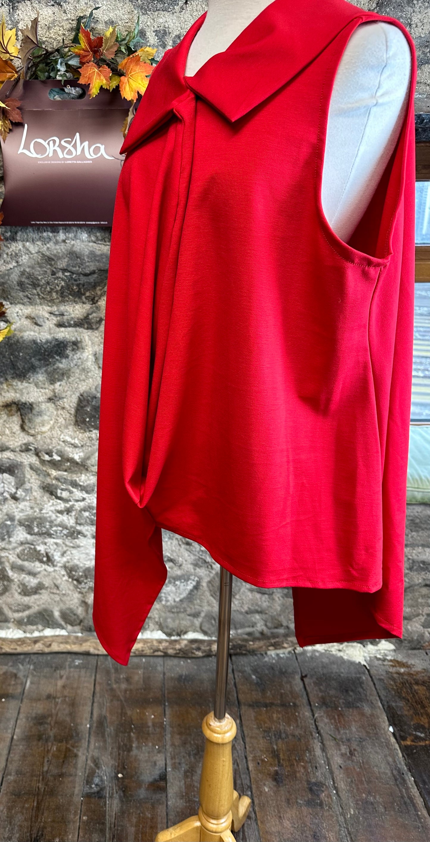 “Rielly “cherry red irregular Italian tunic