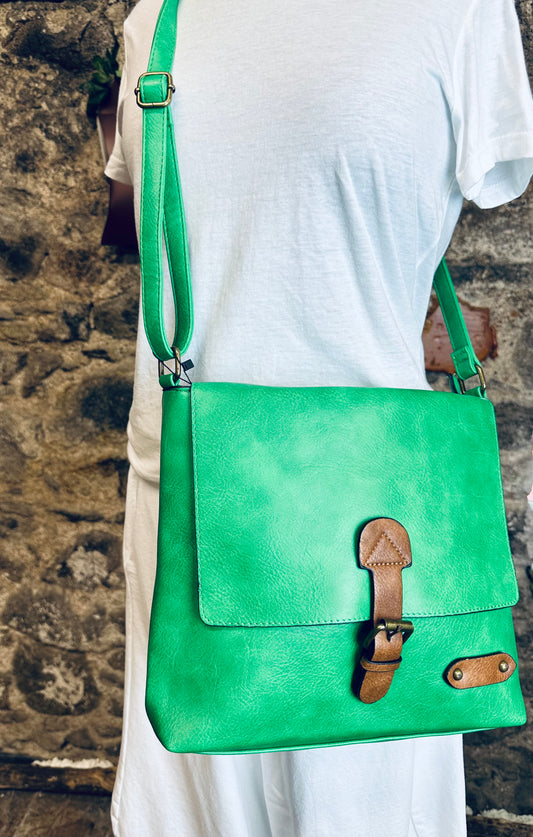 “Maggie “ emerald green vegan satchel