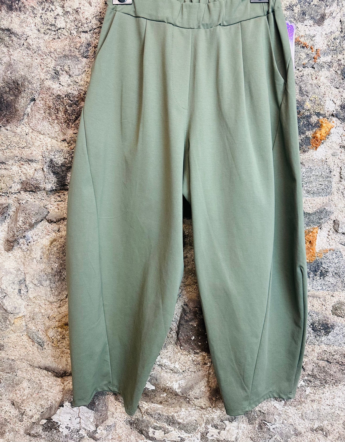 “Lottie “ olive kaki green Italian cocoon pants