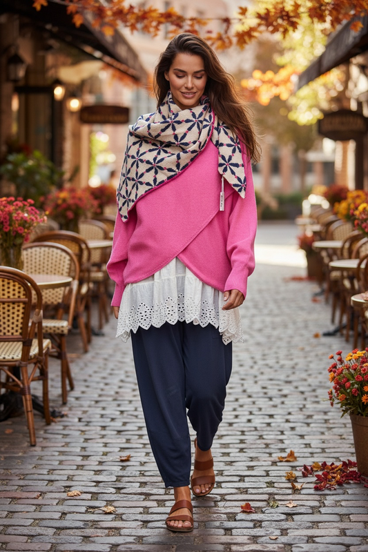 “Sadie “ sugar pink Italian crossover knit