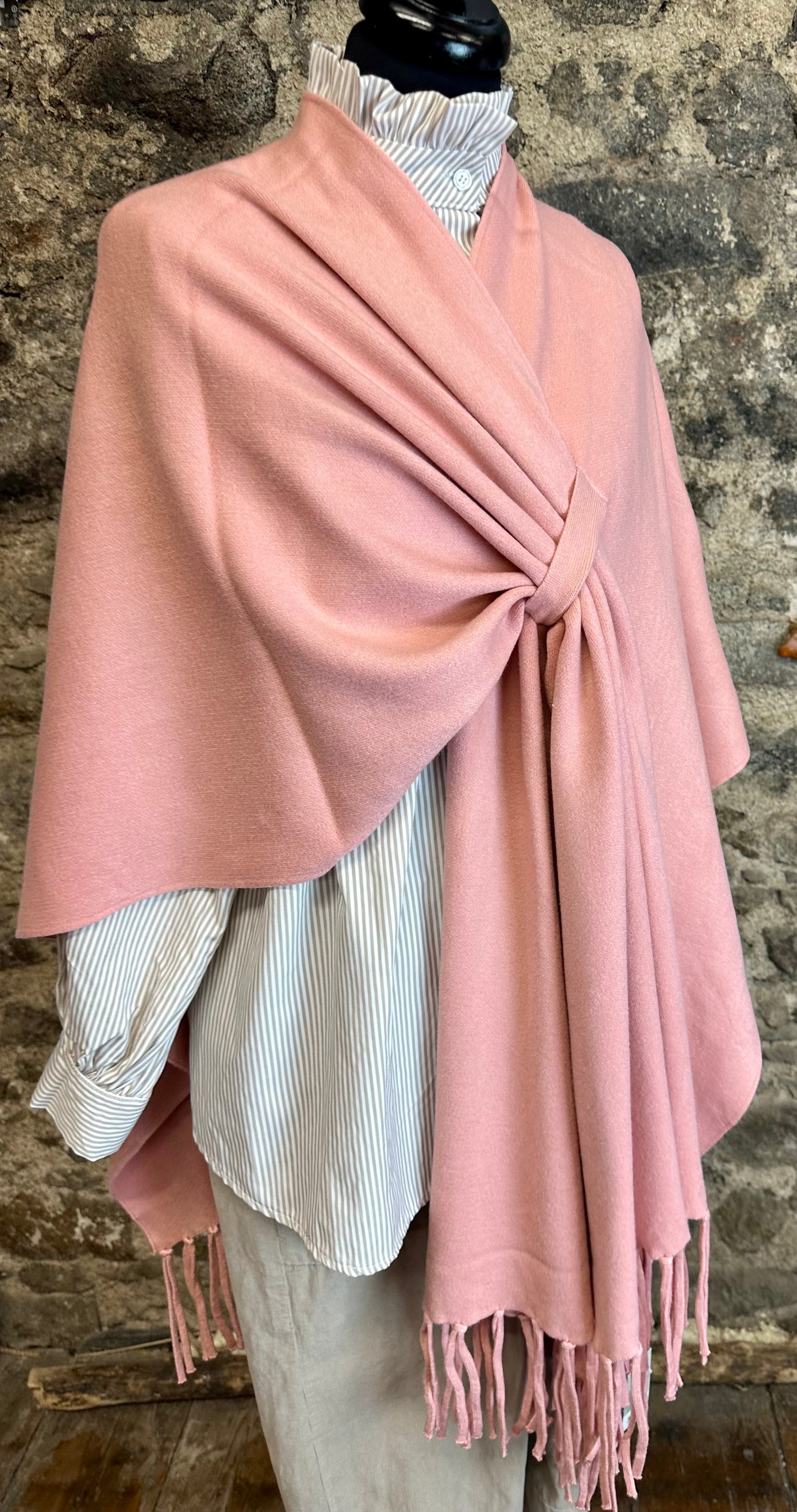 “Chelsea “ strawberry salmon pink cosey fine knit wrap