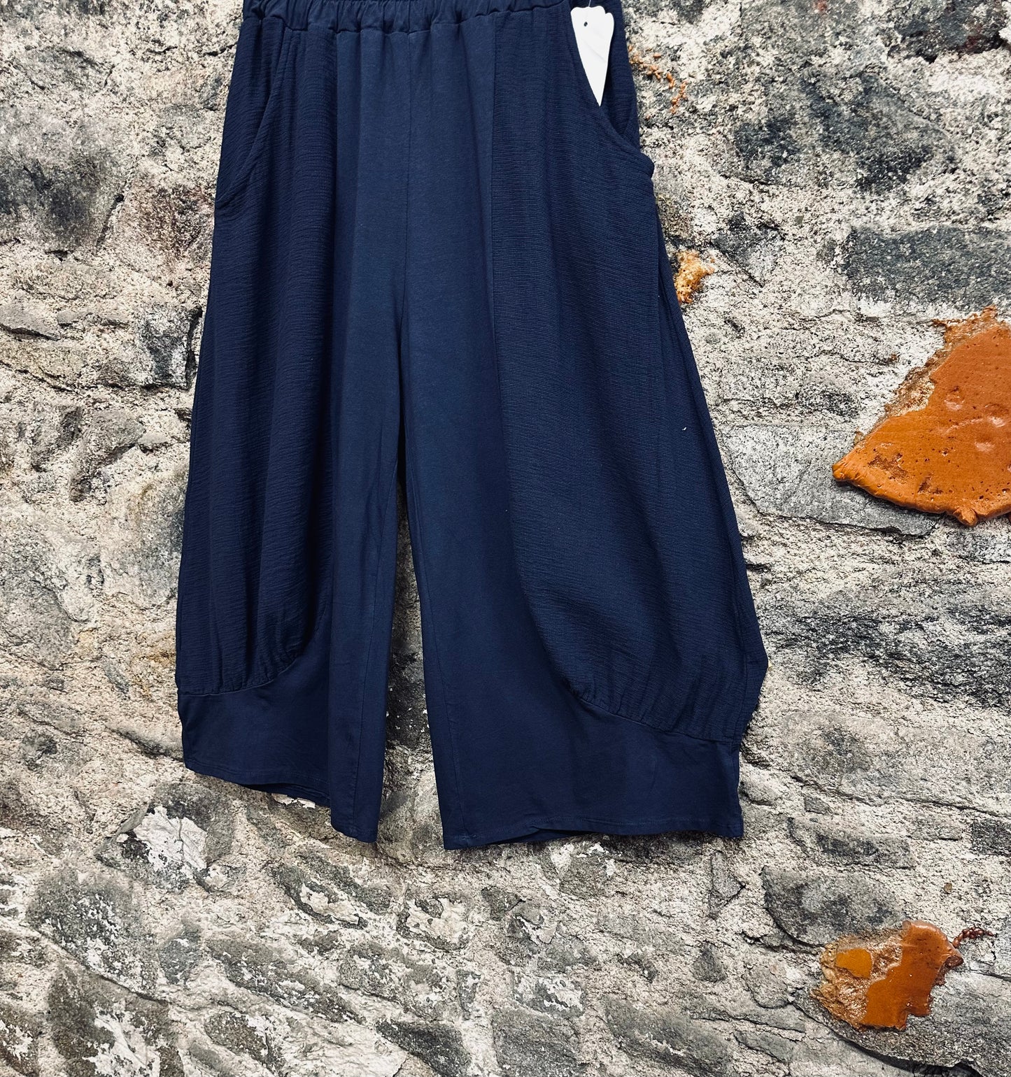 “Florence “ indigo navy cotton / linen Italian culottes