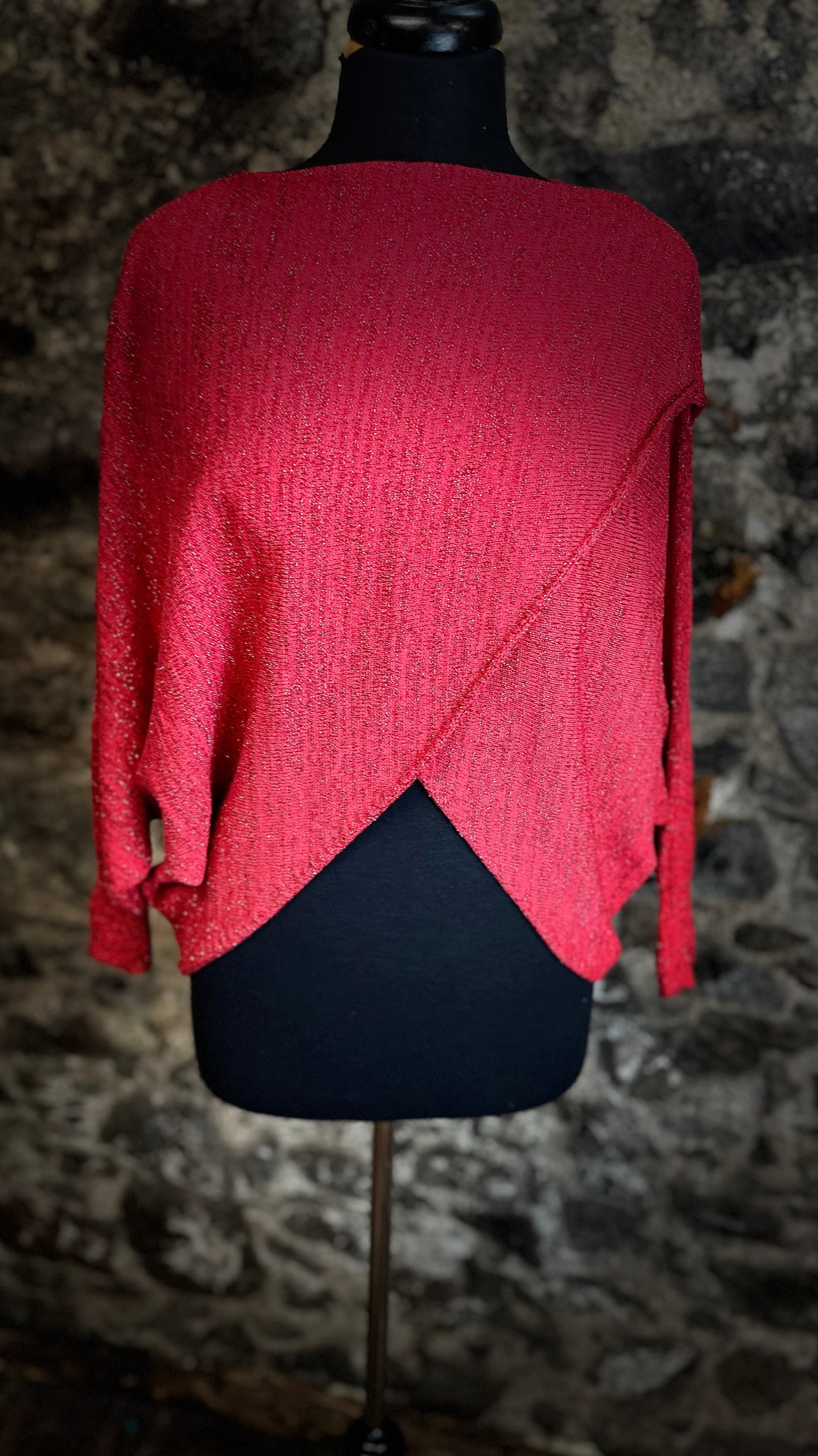 “Tanya “ cherry wrap Italian knit with metallic fleck