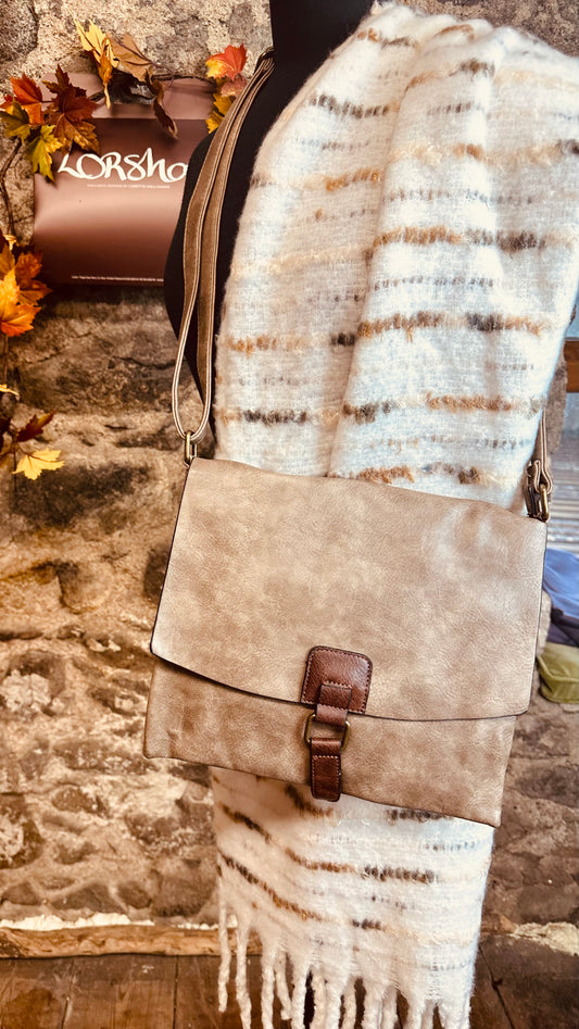 “Maggie “ taupe vegan satchel