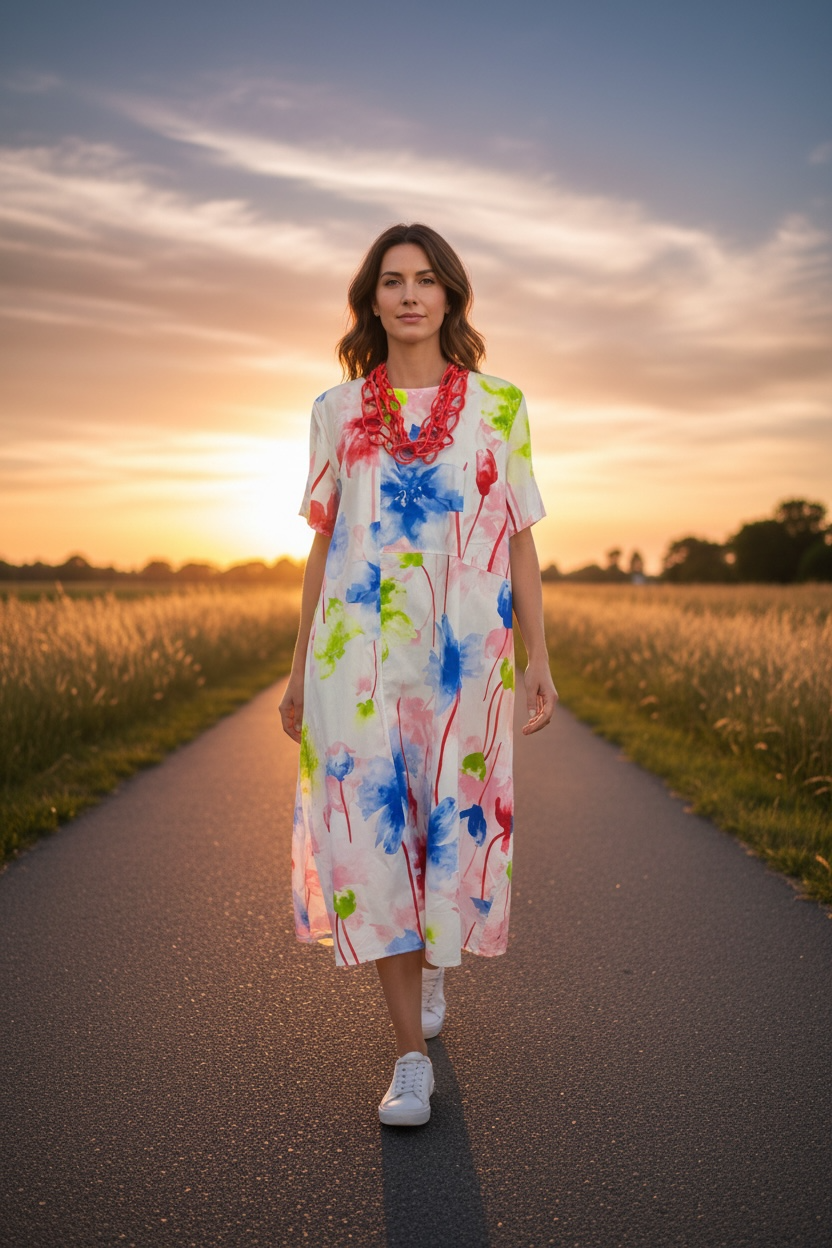 Italian watercolour bloom dress tunic