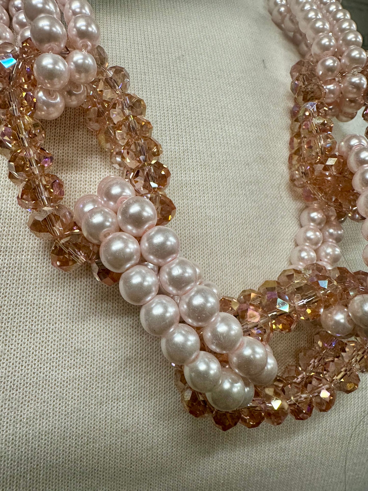 “Elsbeth “ Blush Pearl cluster neckpiece
