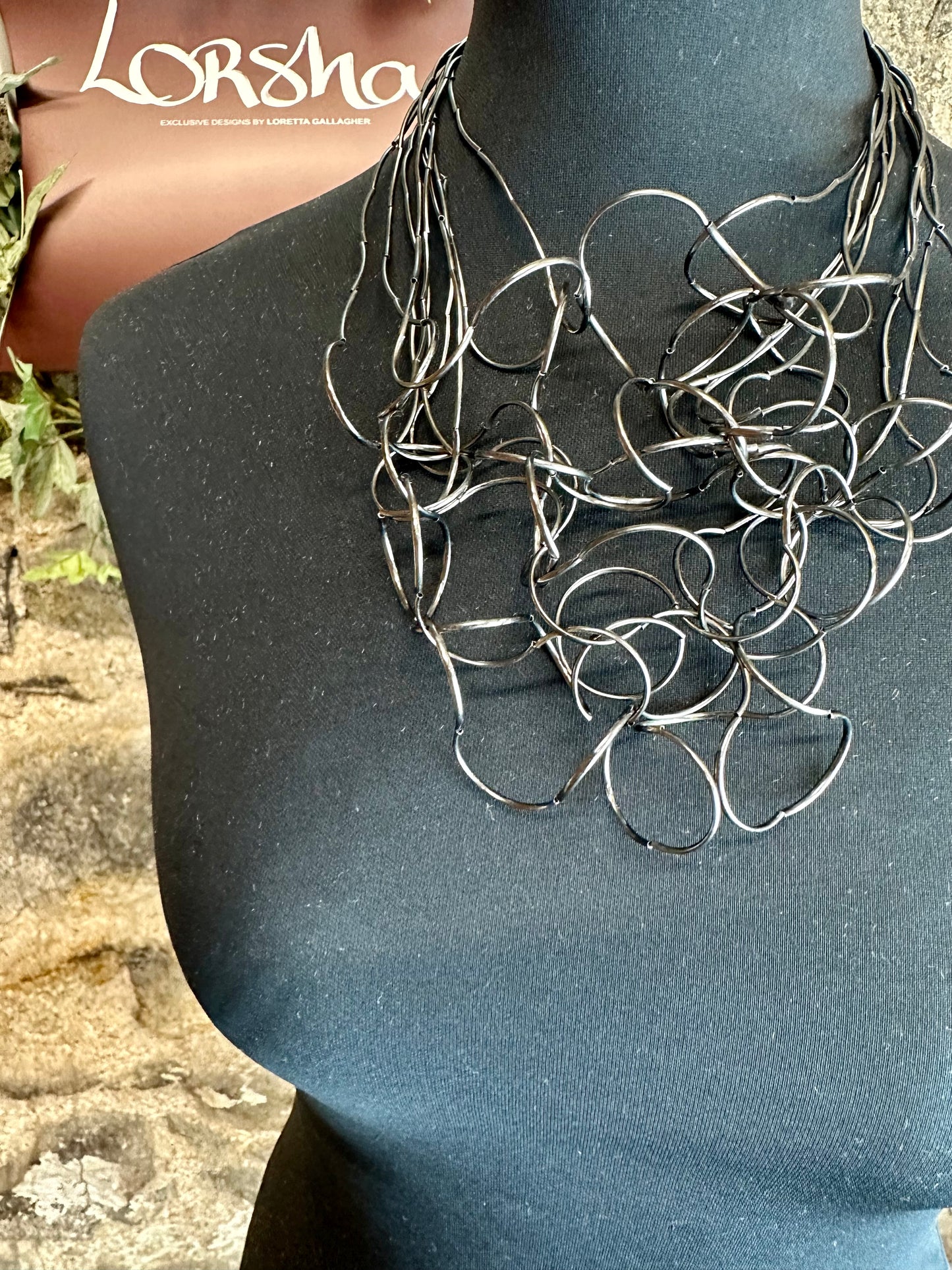 Lorsha graphite curly statement neckpiece