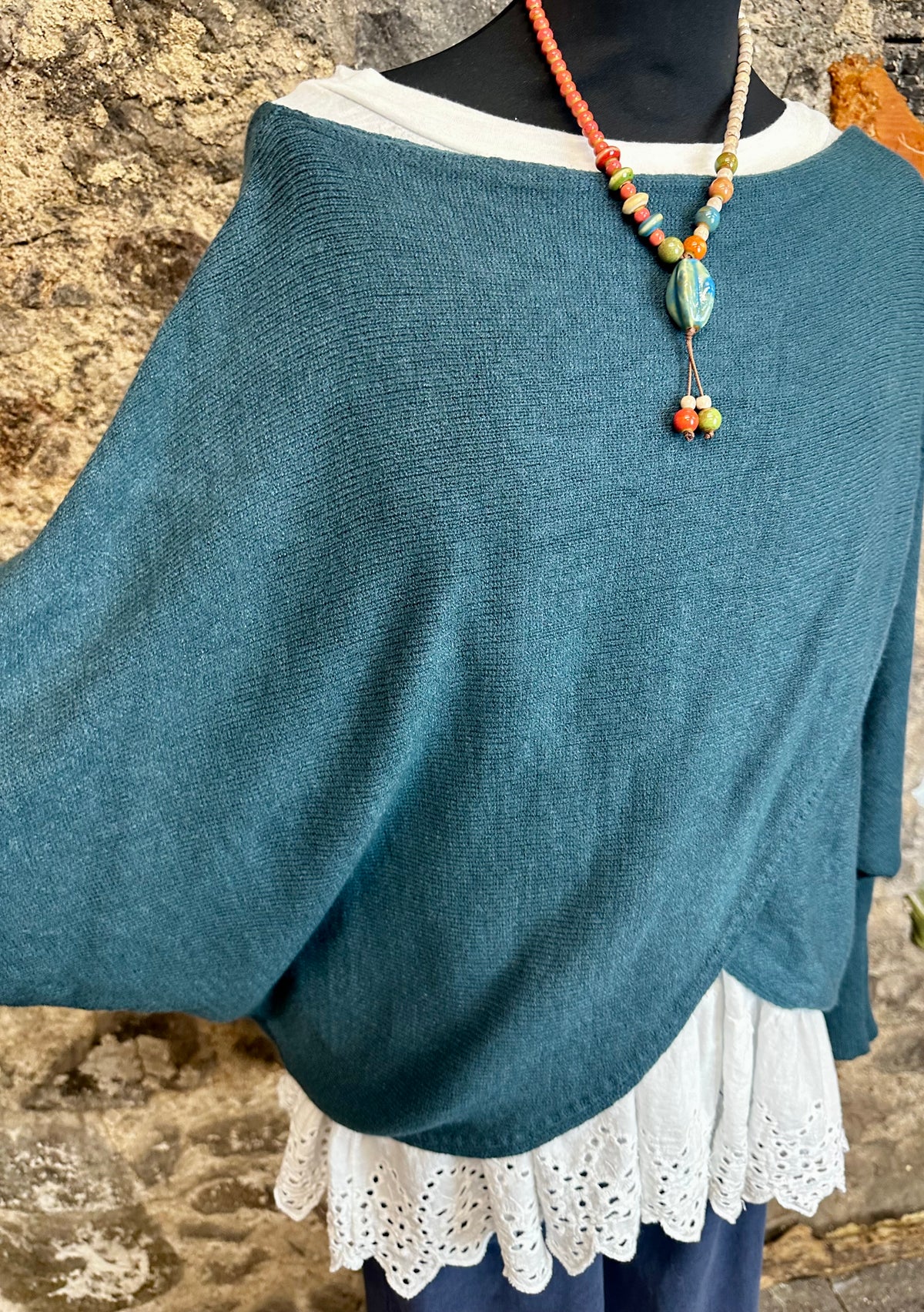 “Sadie “ teal Italian crossover knit