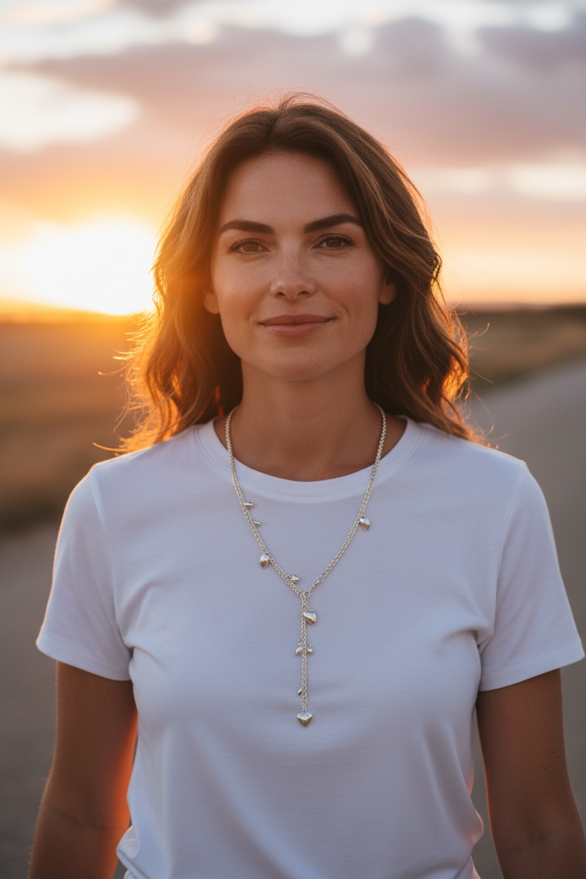 Silver plated little heart drop neckpiece