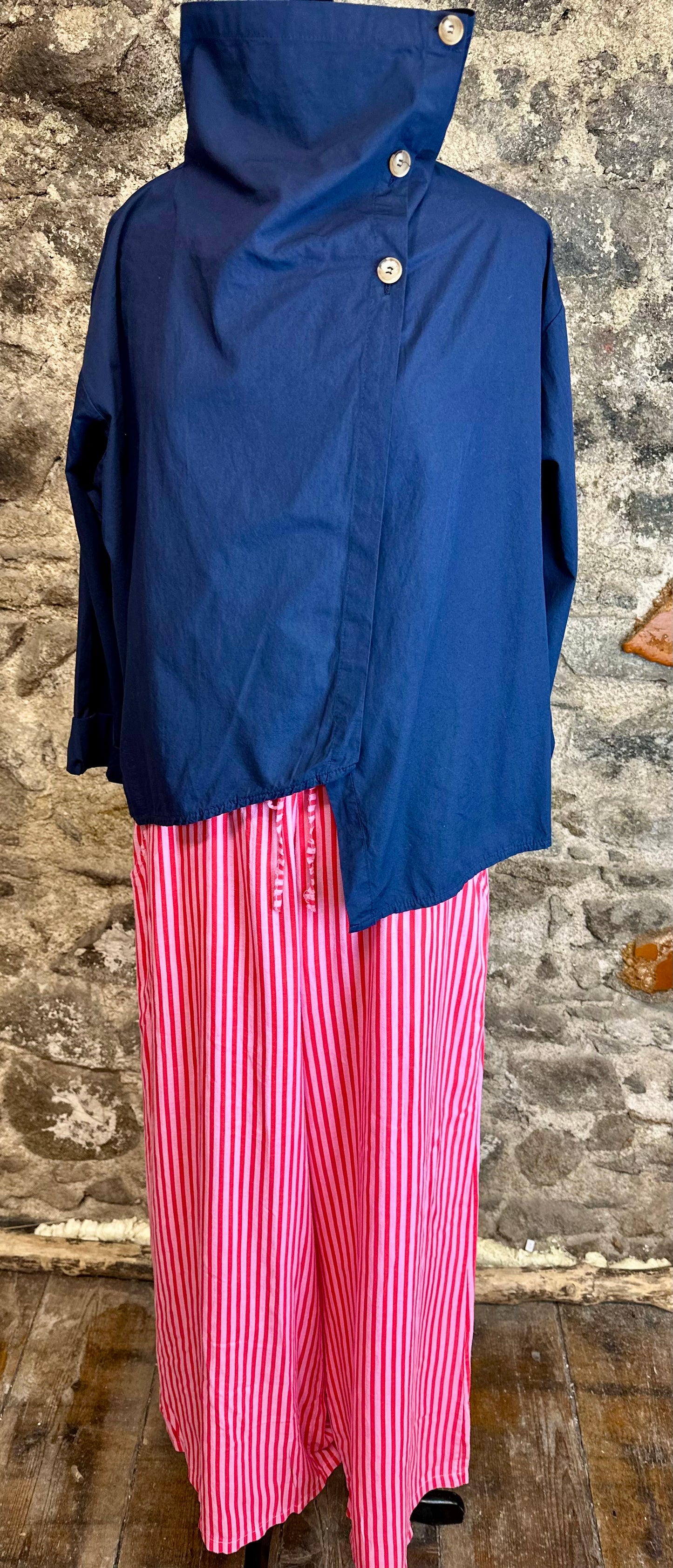 “Suzie”navy funnel neck cotton Italian jacket