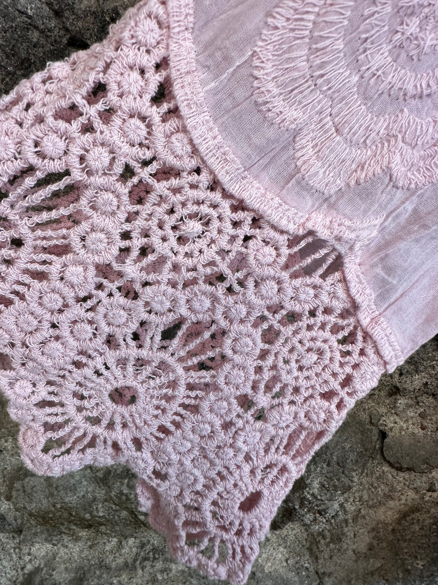 “Stevie  “ blush sorbet pink Italian crochet cover up