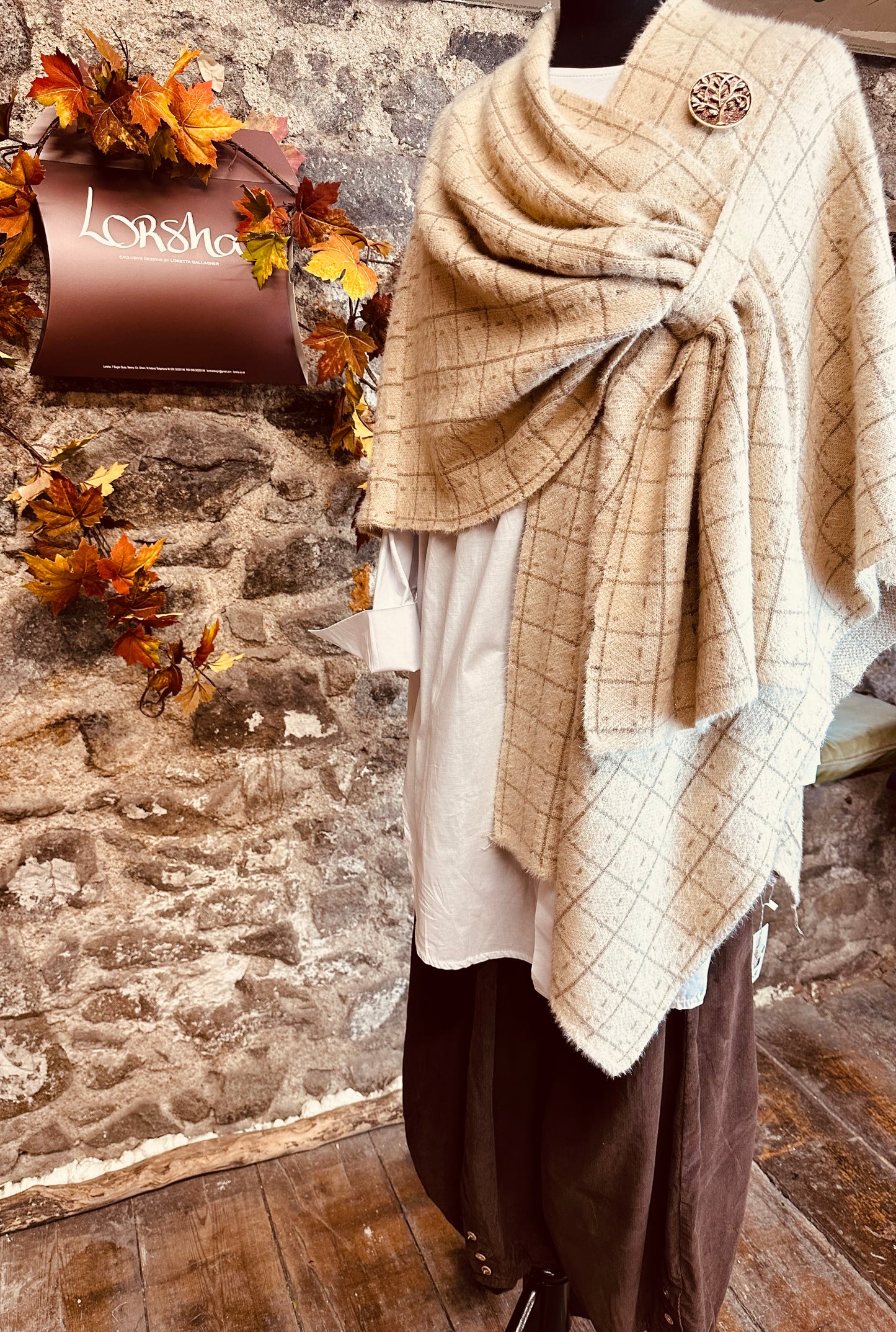 “Amèile” beige cape wrap/stole