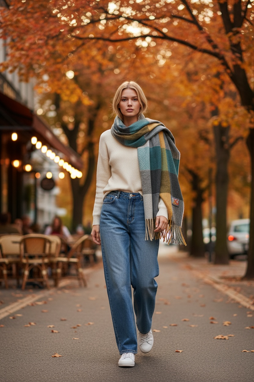 The Irish field patchwork wrap scarf