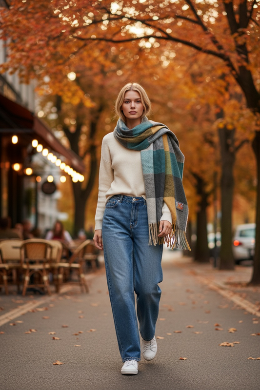 The Irish field patchwork wrap scarf
