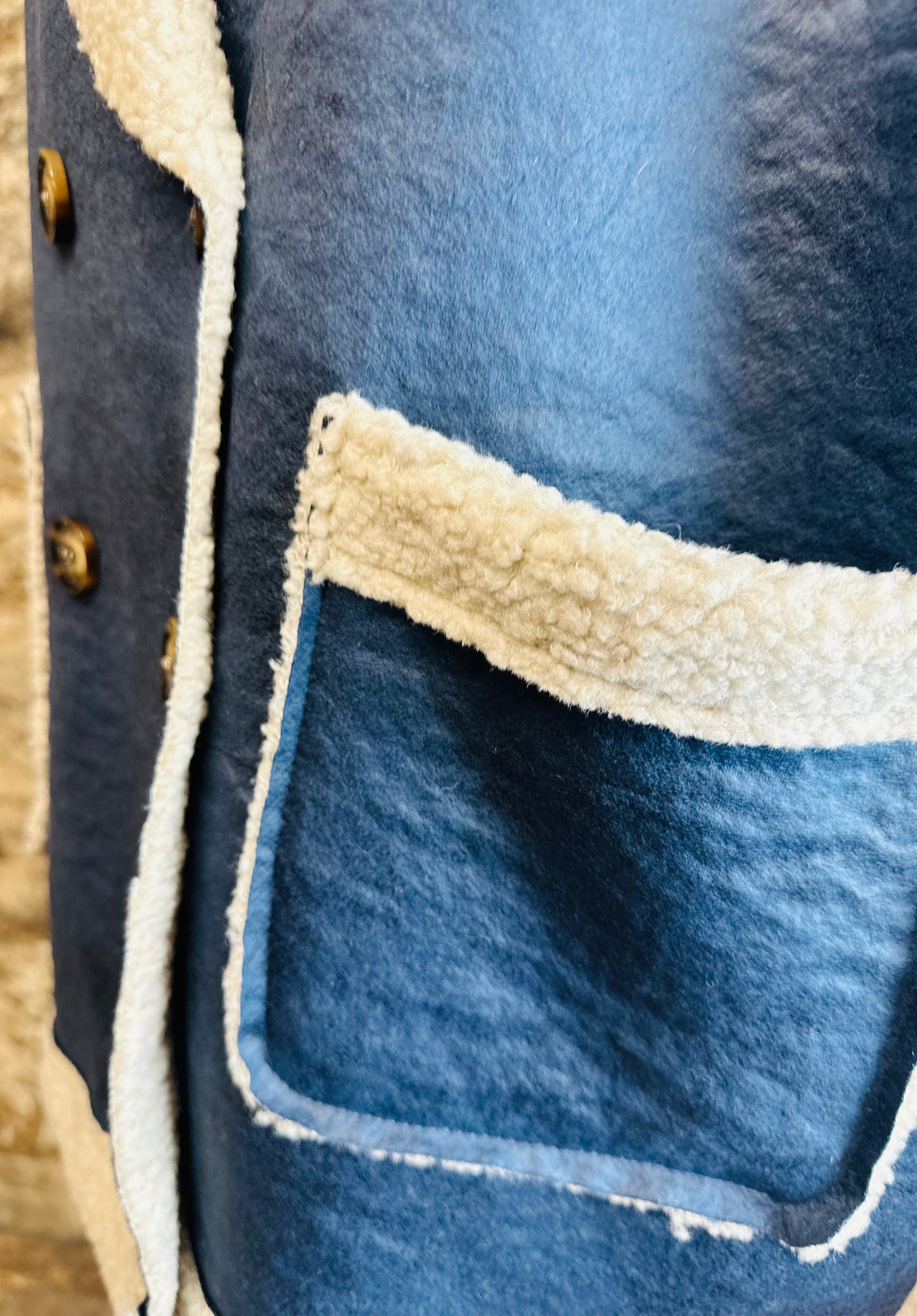 “Mira “ denim blue italian shearer box jacket