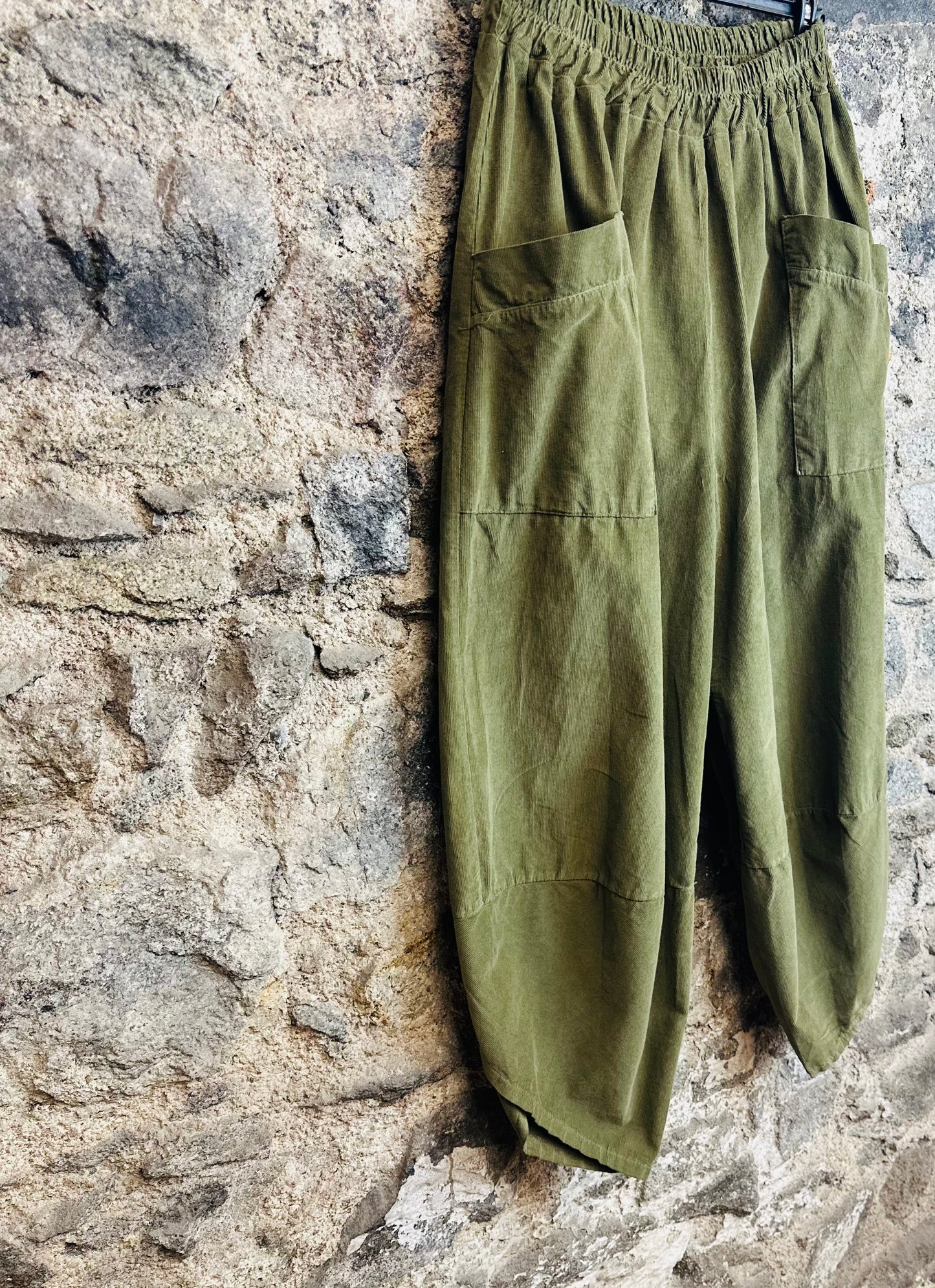“Toni “ sage forest green Italian pin corduroy cocoon cullottes