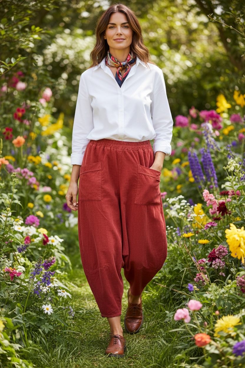 “Toni “ terracotta pin corduroy Italian cullottes