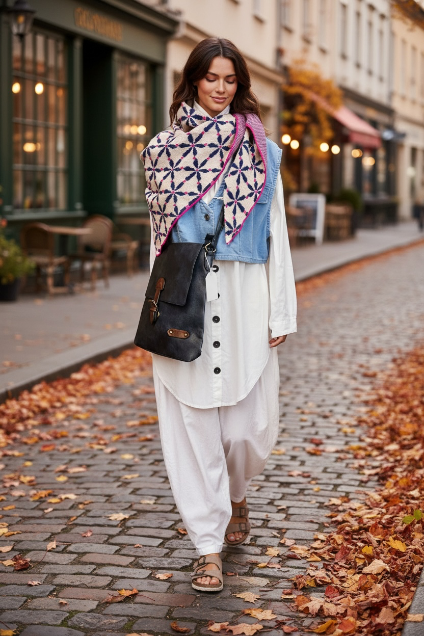 “Sally “ large triangle knit scarf