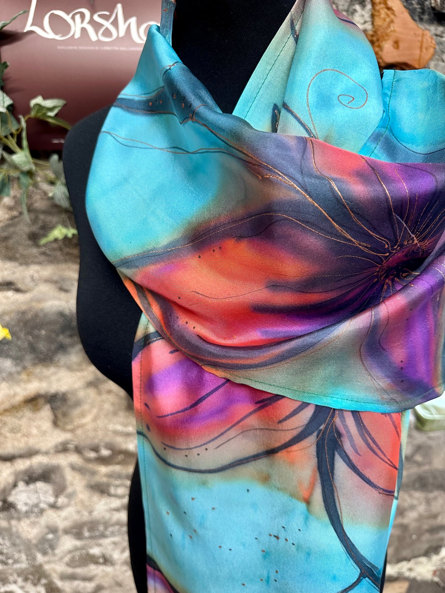 Lorshadesign Handpainted silk scarf