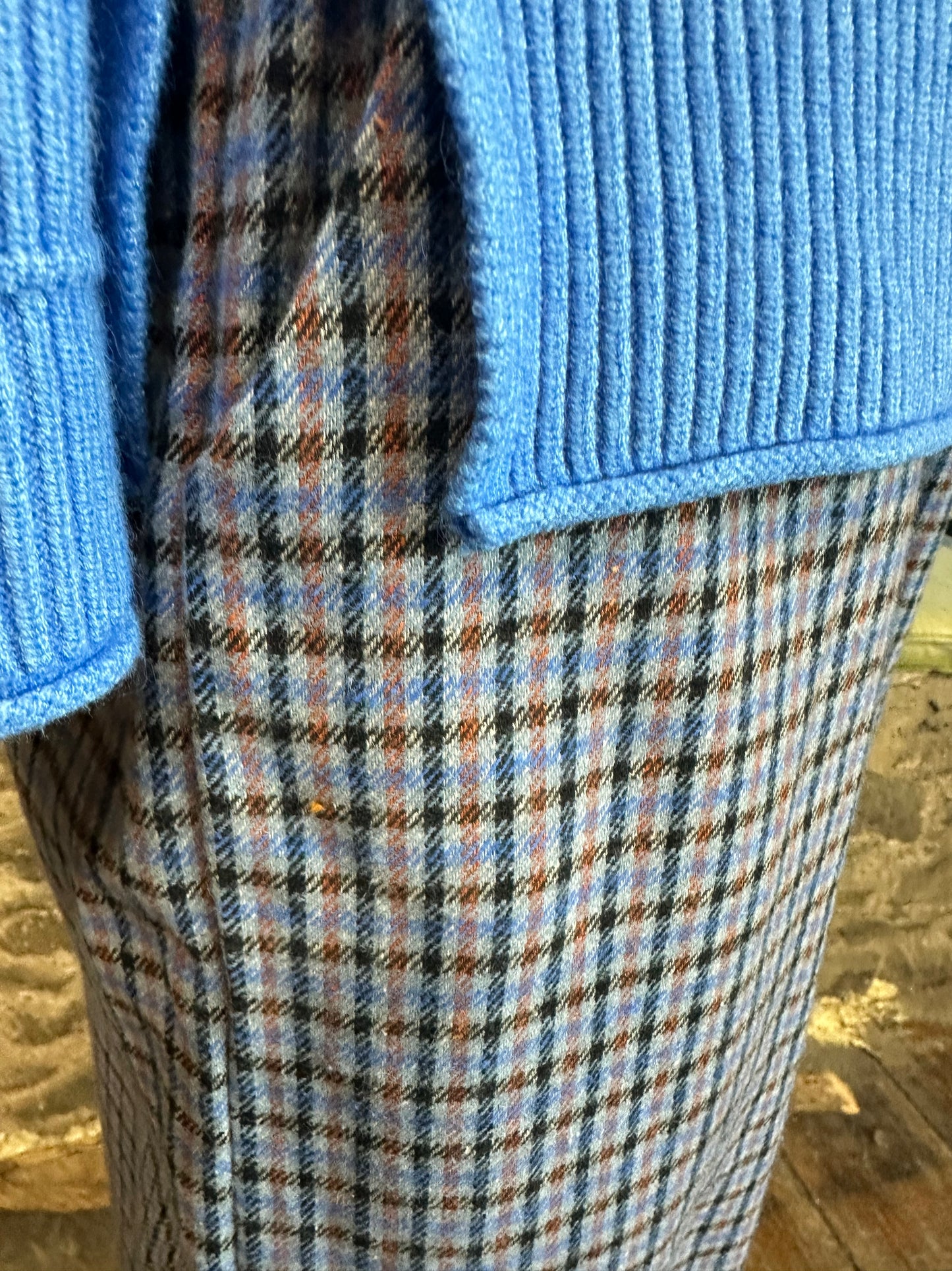 “ Dani “ sky blue plaid cosey Italian pants