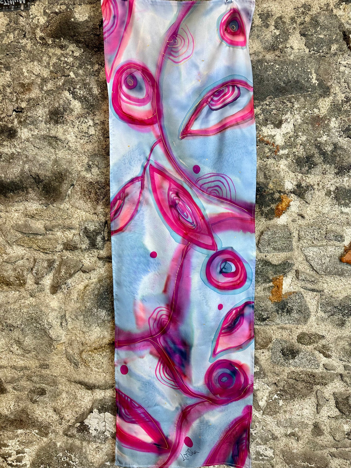 Lorsha individually Handpainted silk scarf