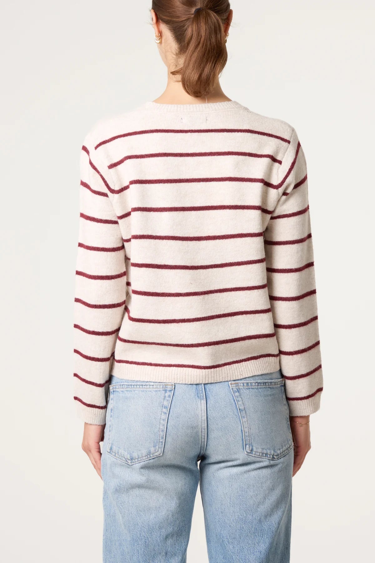 “Sienna “ burgundy and cream italian knit with detachable collar