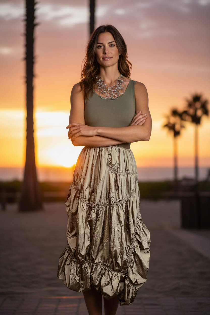 “Raina  “ mocha rushed Italian mixed fabric tank top dress