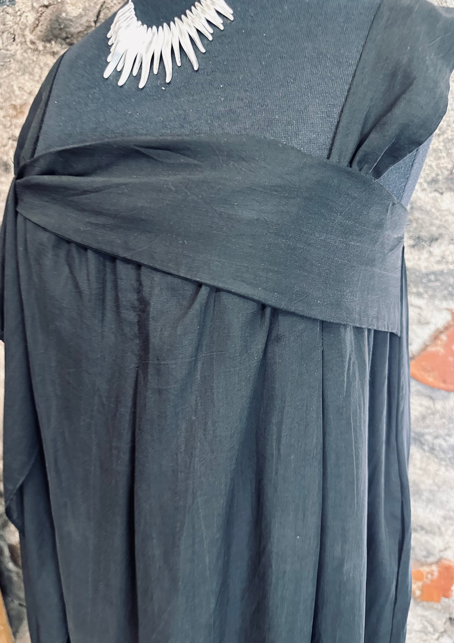 “Marguerite “ italian black cotton lined midi dress