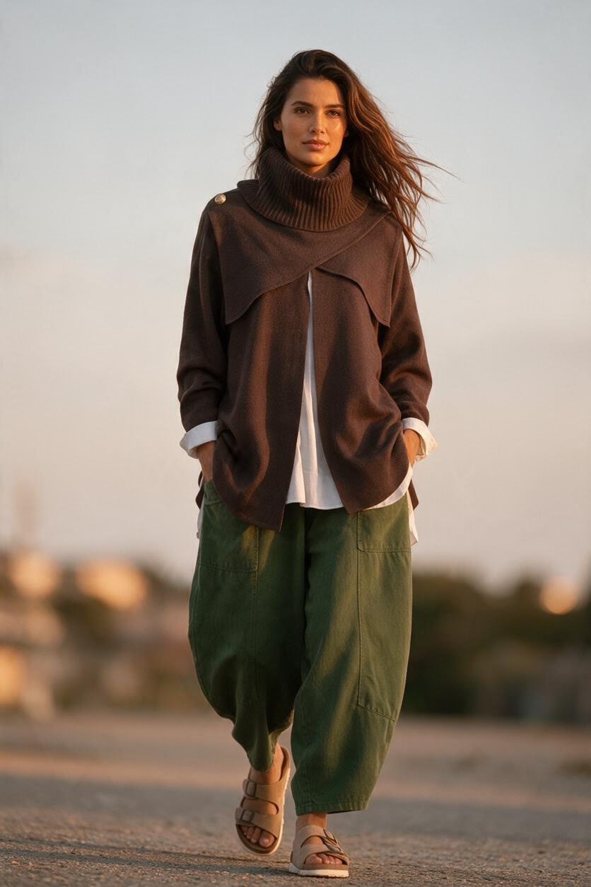 “Rosie “ chocolate brown Italian cape knit