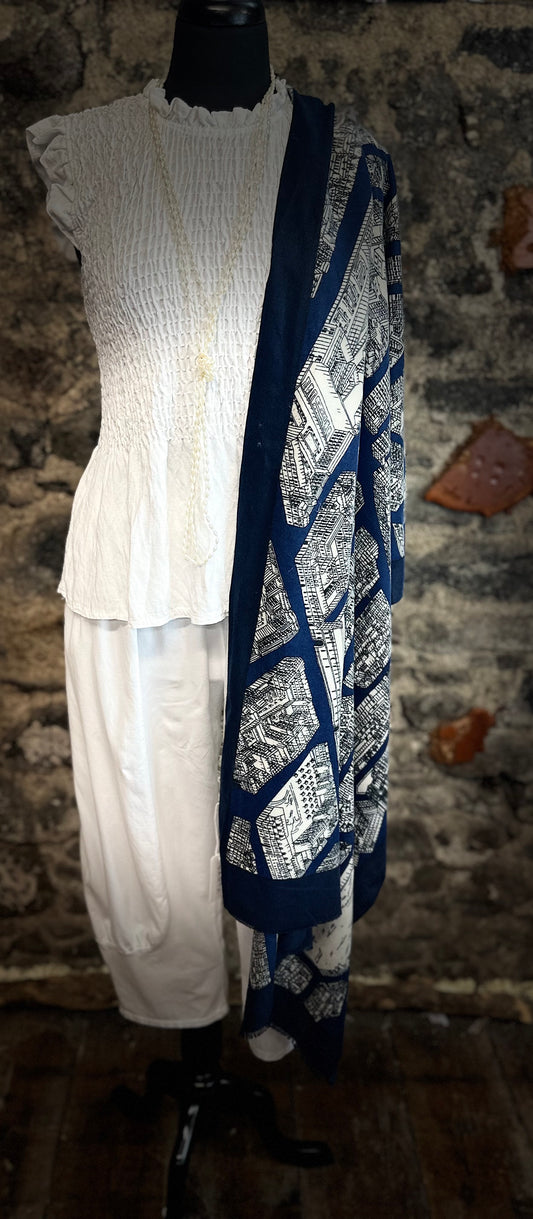 Navy and cream architectural design wrap