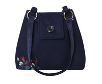 “Ava “ navy embroidered fabric bag