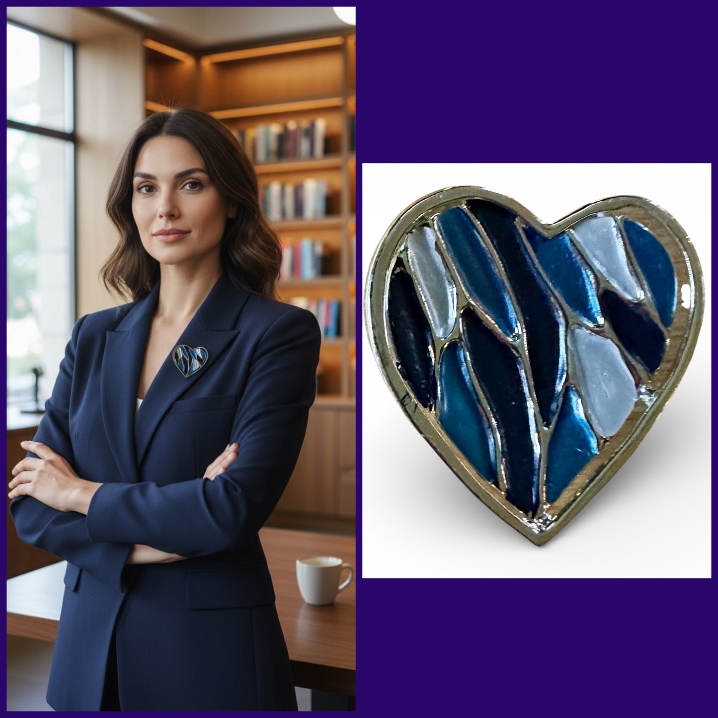 Sky tones heart magnetic brooch