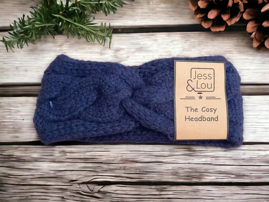 “Cosey cable headband “ navy