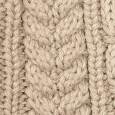 Aran cable knit natural beige loop scarf