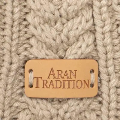 Aran cable knit natural beige loop scarf