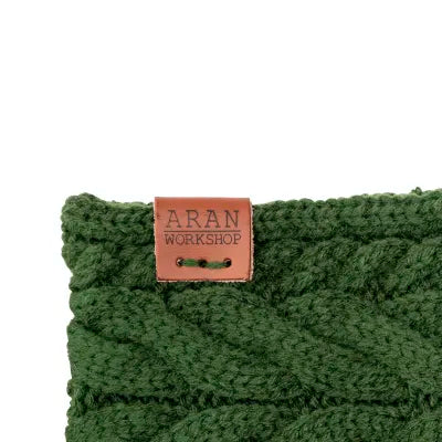 Aran cable knit cosey head band forest green