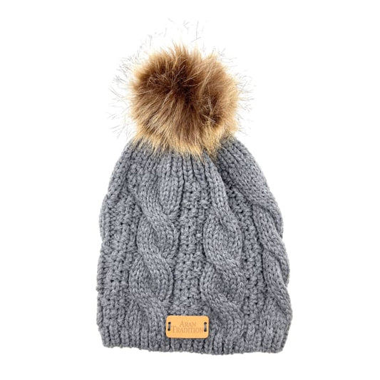 Cable knit charcoal hat