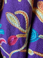“Mia “ super soft large italian embroidered wrap viola