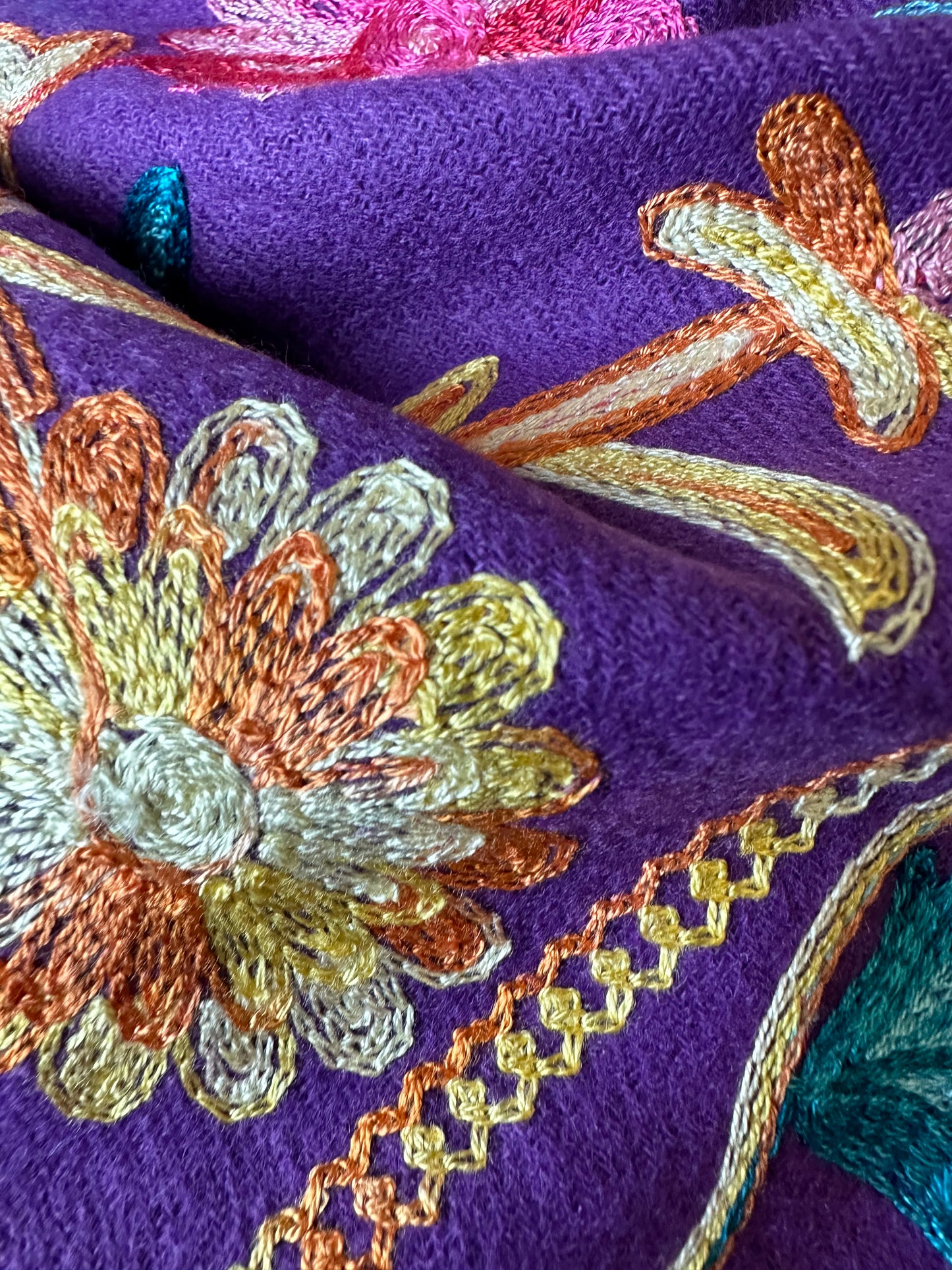 “Mia “ super soft large italian embroidered wrap viola