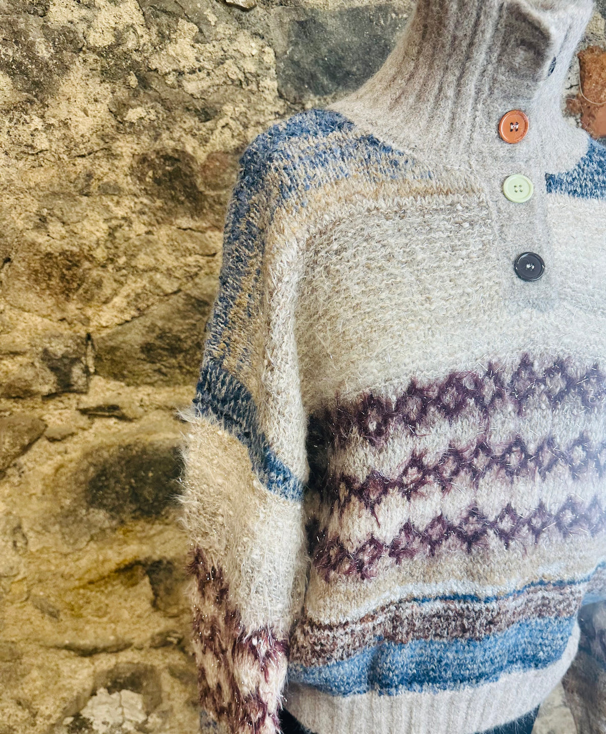 “Jane “ super soft natural  fair isle knit