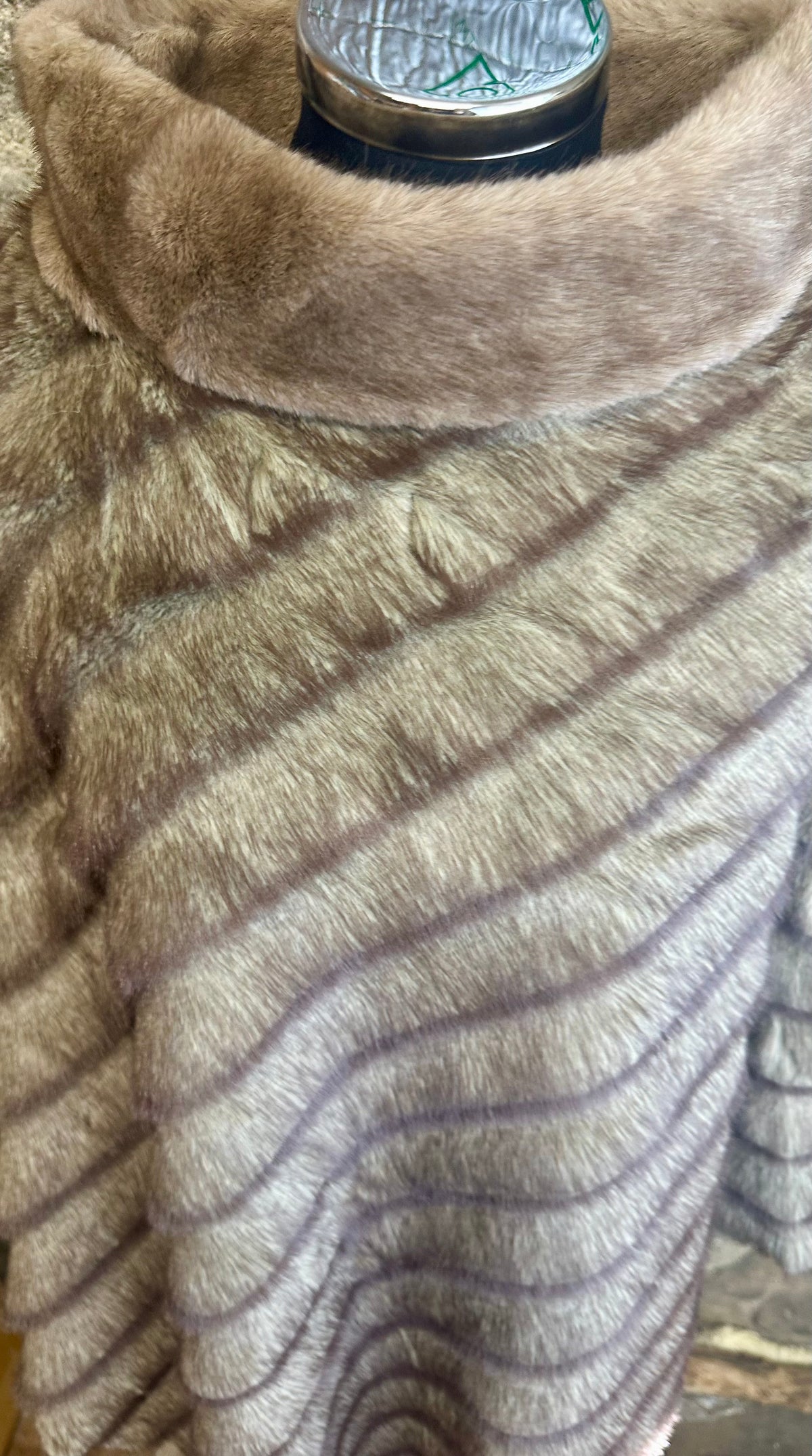 The “Harriet “ rich mocha vegan faux fur cape poncho
