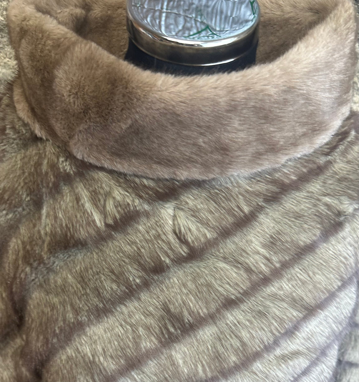 The “Harriet “ rich mocha vegan faux fur cape poncho