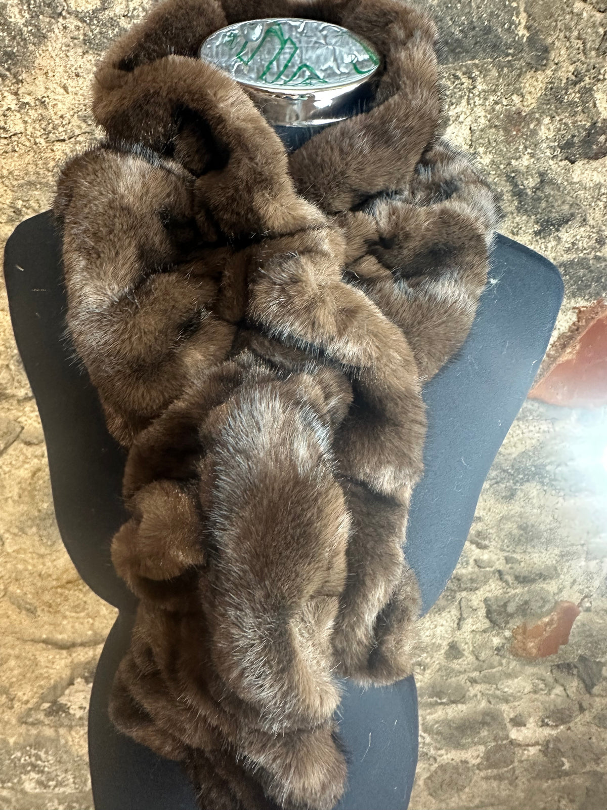 The “Mabel “ chocolate vegan fur collar