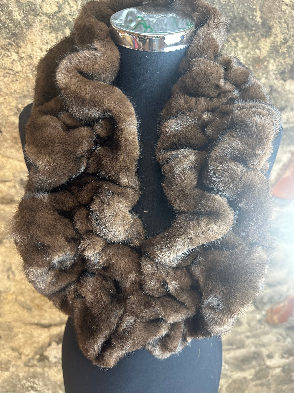 The “Mabel “ chocolate vegan fur collar