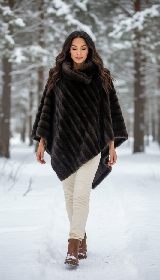 The “Harriet “ chocolate brown vegan poncho