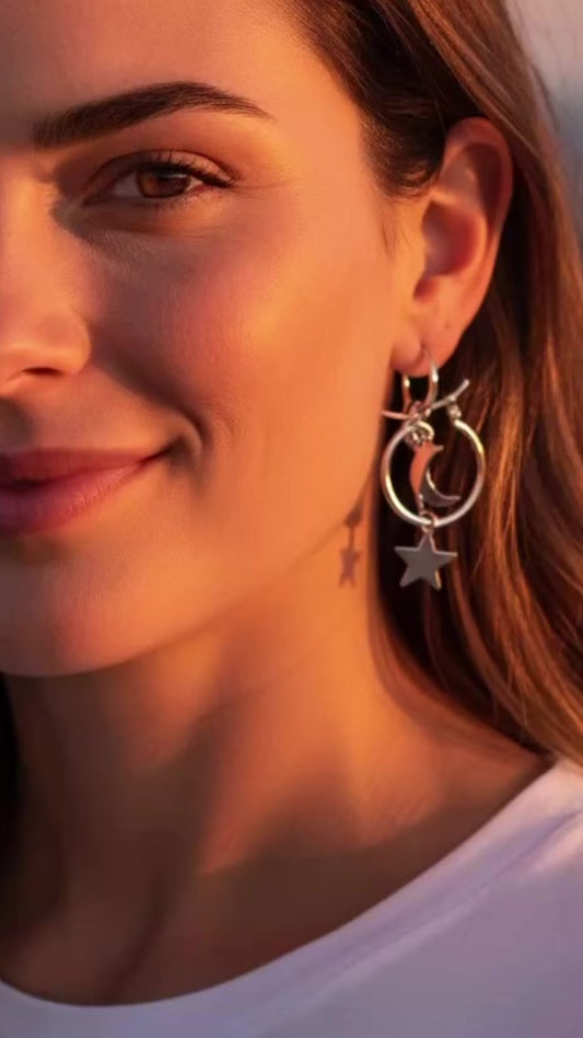 Star and moon earring set gift boxed