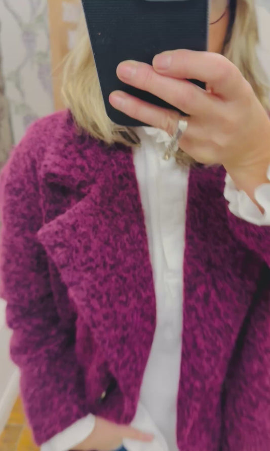 “Harriet “ burgundy Italian boucle trench coat